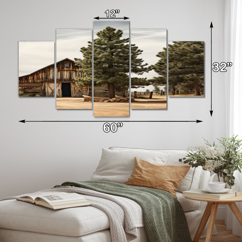 'Pine Tree Rustic Charm - Tree Pine Canvas Print - 5 Panels