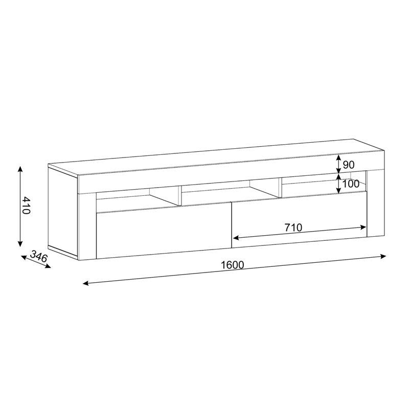 Allysyn TV Stand for TVs up to 65", Black Matt/Oak Artisan