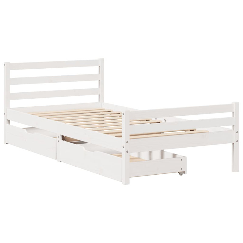 Solid Wood Bed, White, Kingsize (5')