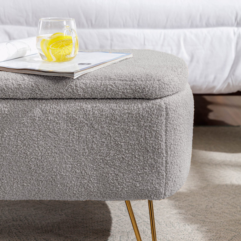 Banc de rangement avec repose-pieds Peardon, banc d'entrée avec rangement pour chambre à coucher Peardon, Gris