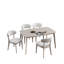  Ensemble de table de salle à manger 5 pièces en bois avec chaises rembourrées, blanc délavé-1463947718