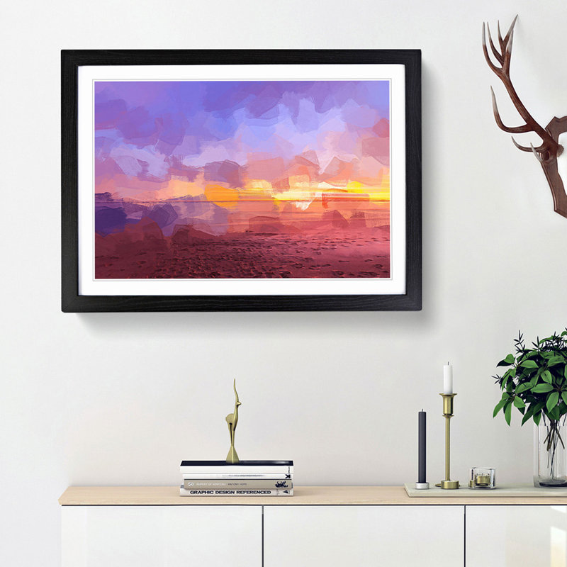 Sydney Beach in Abstract - Framed Print, 48cm H x 65cm W x 2cm D, Black Framed
