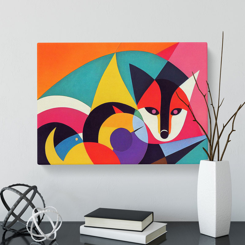 Welcoming Abstract Fox - Wrapped Canvas