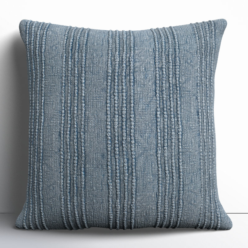 Blue Striped Cotton Square Throw Pillow