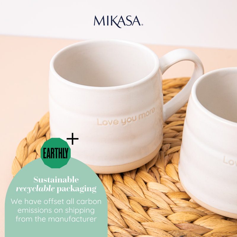 Mikasa Farmhouse Love Ceramic Mugs, 380ml, White