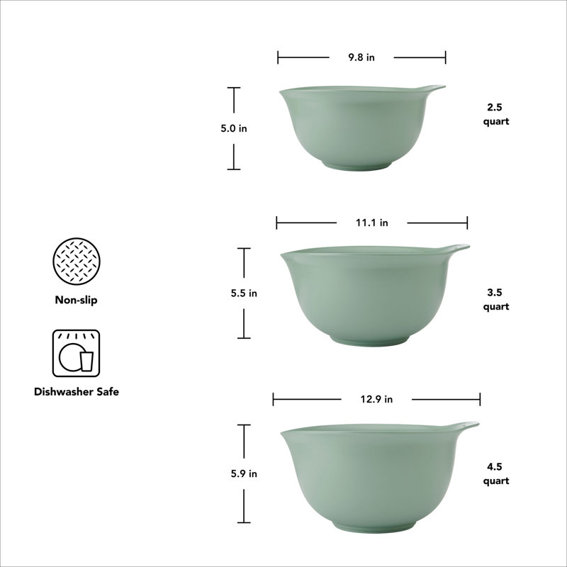 KitchenAid® Universal 3-Piece Nesting Mixing Bowls, Cardamom