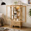 Vitrine lumineuse - Vitrine élégante en verre avec tablettes réglables, 2 portes et 1 tiroir - Buffet de rangement pour le vin avec ampoule incluse - Finition chêne clair