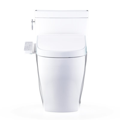 TOTO® WASHLET+® Aimes One-Piece Elongated 1.28 GPF Toilet and WASHLET S2 Bidet Seat, Cotton White - MW6263346CEFG#01