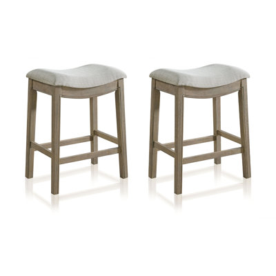  Parker Backless Saddle Counter Stool, Reclaimed Oak, Grey, 2 Pack