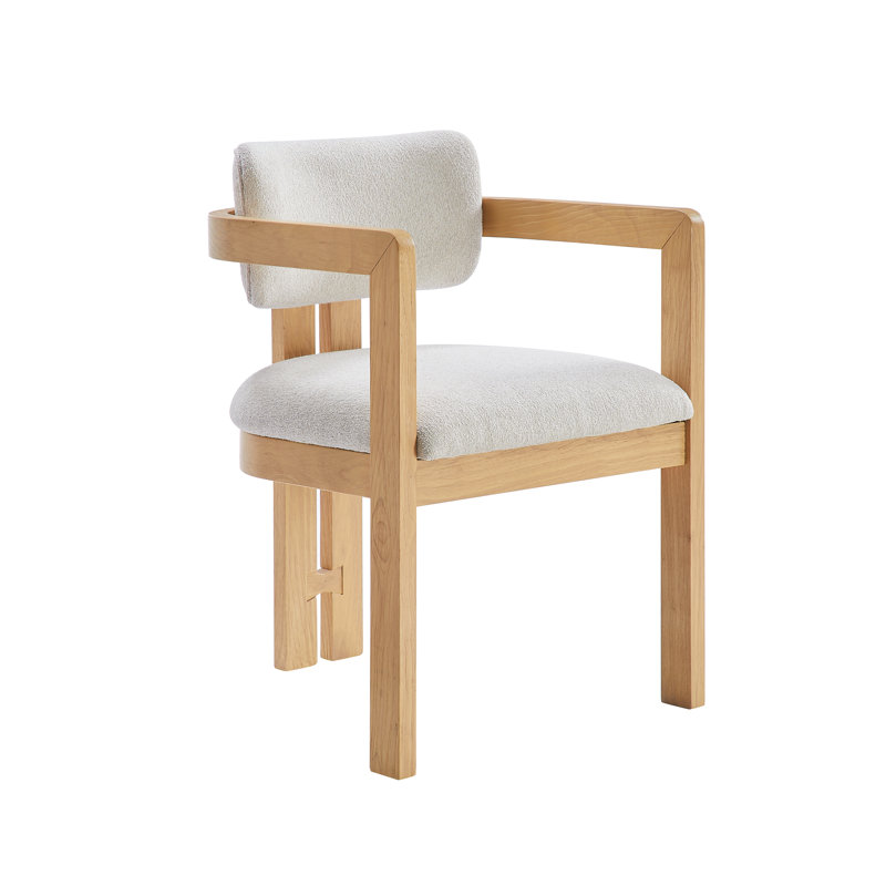 Chaise d'appoint rembourrée en bois avec accoudoirs, Naturel