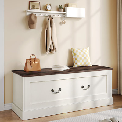 Clovia 47.4" Wood Storage Bench, Flip Top Box Bench for Entryway, Bedroom, Living Room