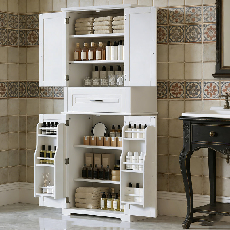 Armoire avec tiroir et tablette réglable Gakona, Blanc