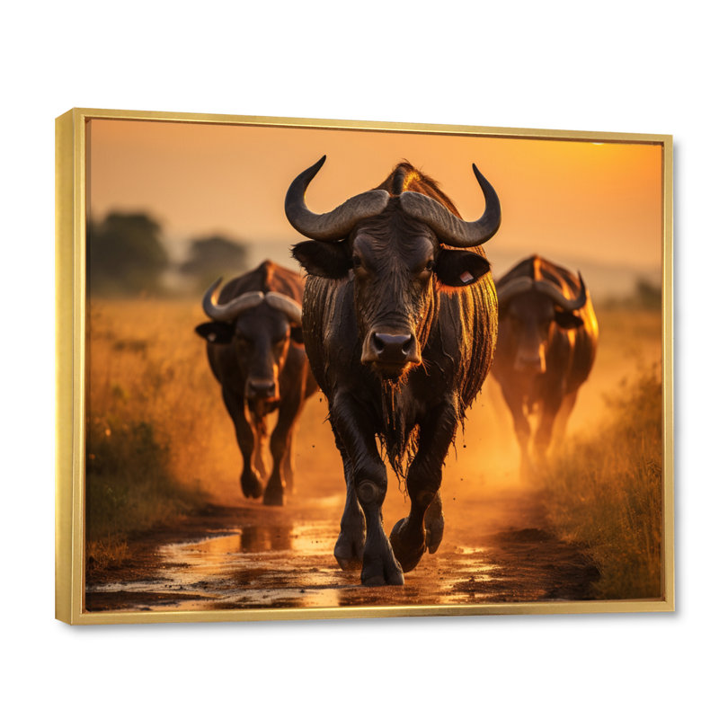 Parc national du Serengeti, Tanzanie VI, H 24 po x l 32 po, Cadre flottant doré