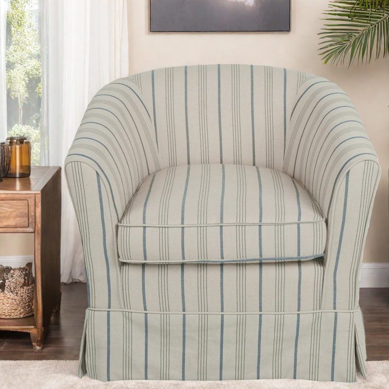 Chaises d'appoint pivotantes lisses, structure en métal et tissu, rayures modernes