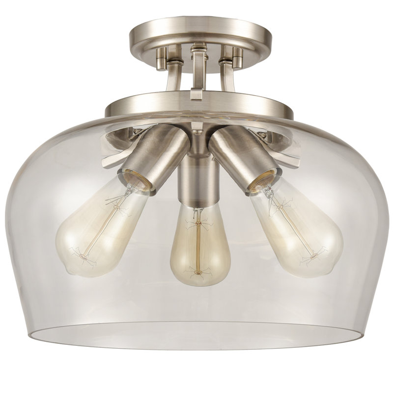 Bozzuto Glass Semi Flush Mount, Brushed Nickel