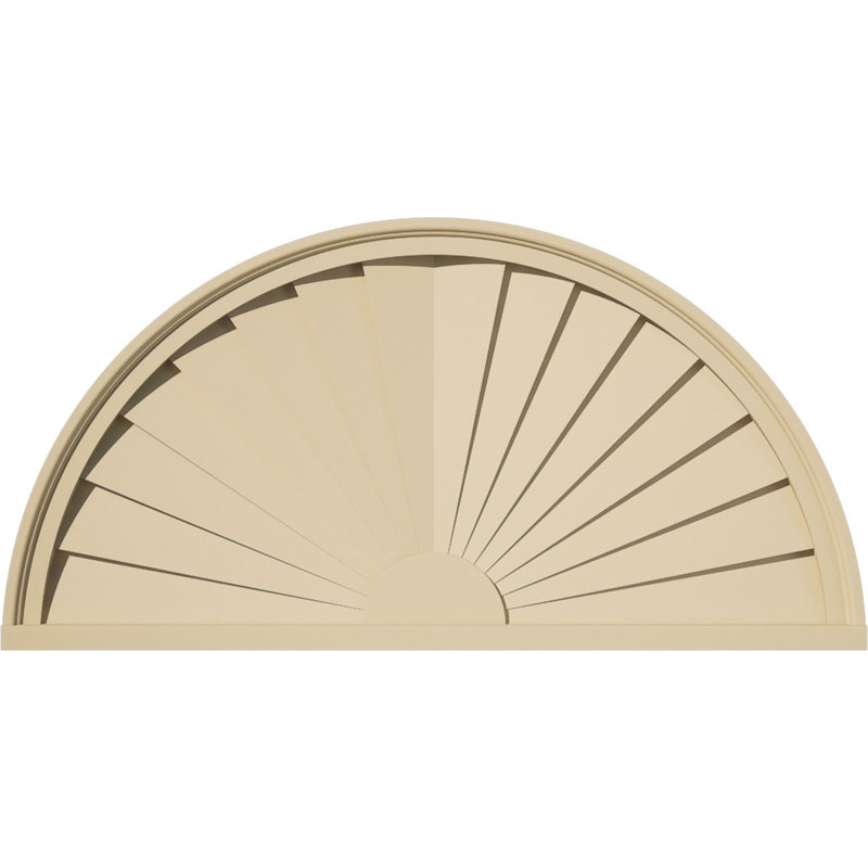 Demi-rond signature fronton en uréthane, brun clair apprêté, 36 po x 18 po x 2 po, Aucune, Rayons de soleil