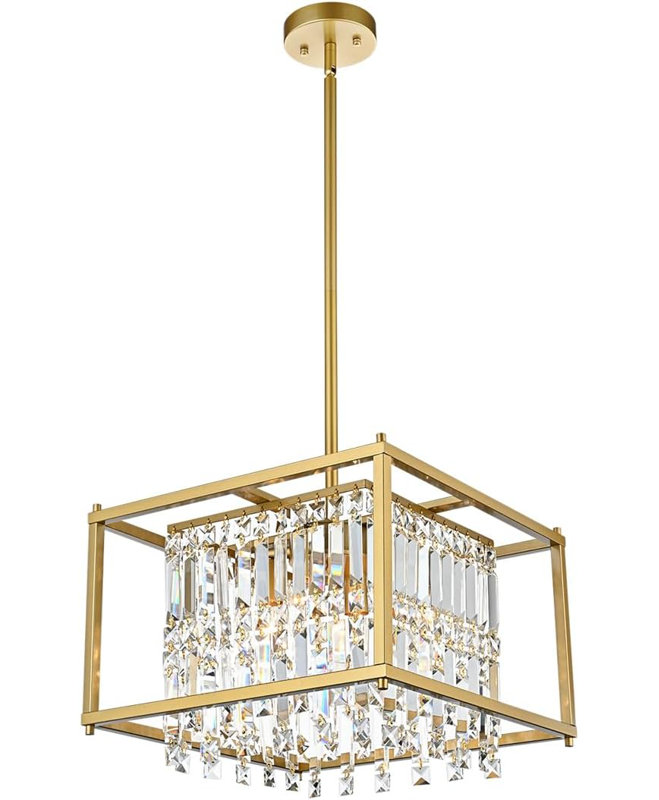 Lustre carré / rectangulaire à 4 lumières à intensité variable Ariyannah, Nickel