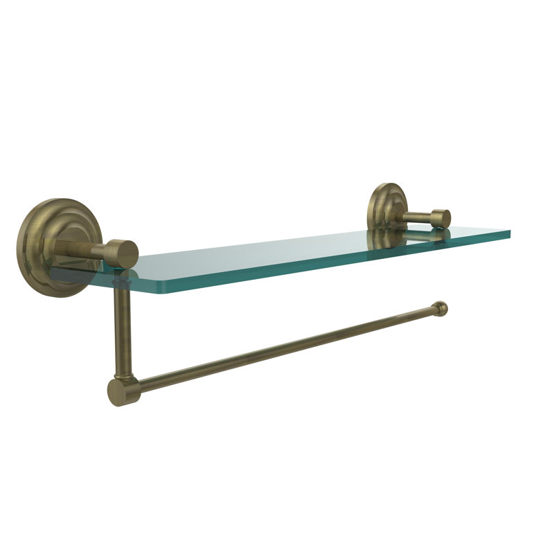 Meira Bracket Shelf with Towel Bar, Antique Brass, 5" H x 22" W x 5" D