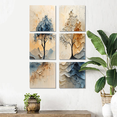 Arbre de vie gris fauve sauvage - ensemble de 6 décorations murales arbre de vie