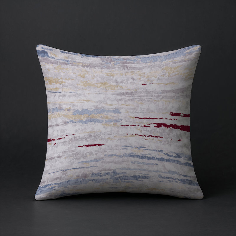 Coussin décoratif intérieur / extérieur gris Modern Modern, Carré 16 po, Blanc / rouge abstrait