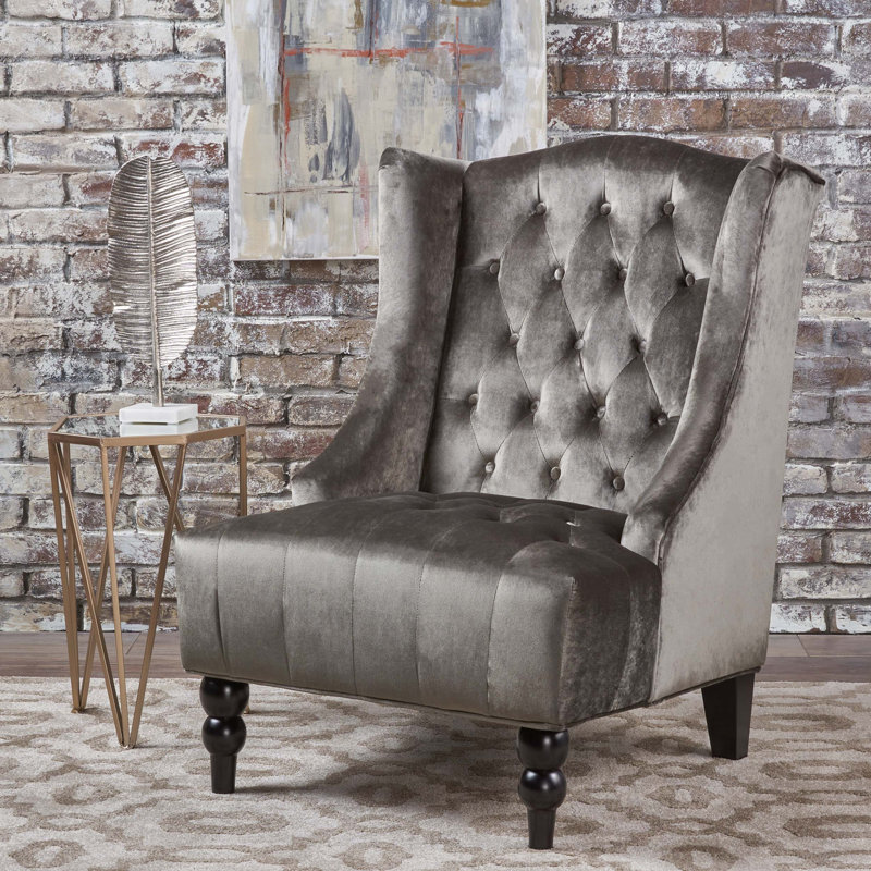 Fauteuil d'appoint Tuft Winback, Velours gris