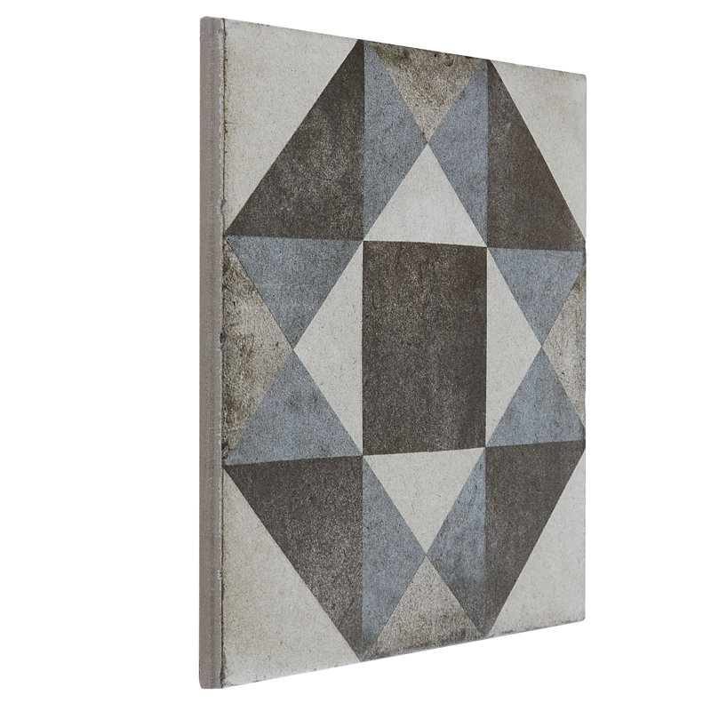 Encausto 8" x 8" Porcelain Field Tile, Cool Figura