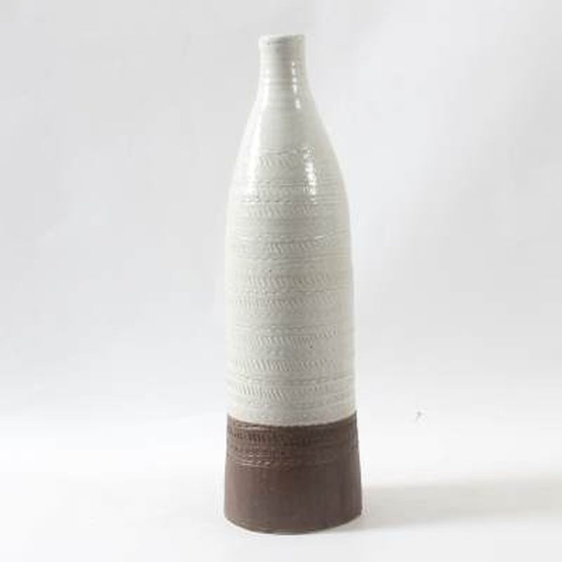 Vase de table en céramique blanc/brun Courtenay, H 20,87 po x l 6,3 po x P 6,3 po
