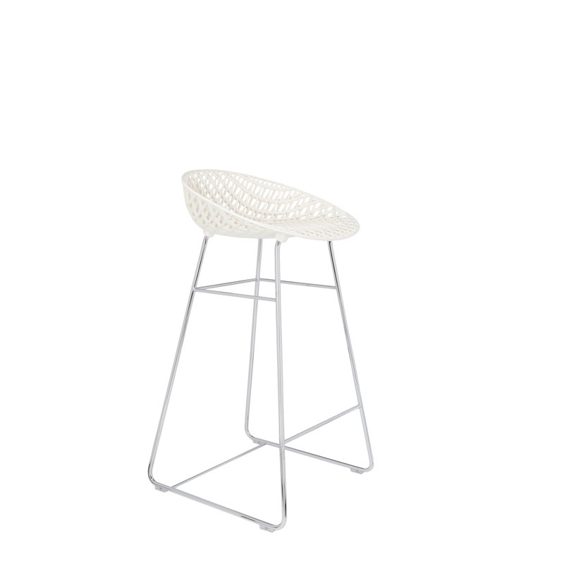 Smatrik Stool with Metal Frame, White/Chrome