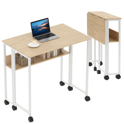 Table pliante 31,5 pouces avec roulettes pour petits espaces Table d'ordinateur portable avec tablette pour bureau à domicile