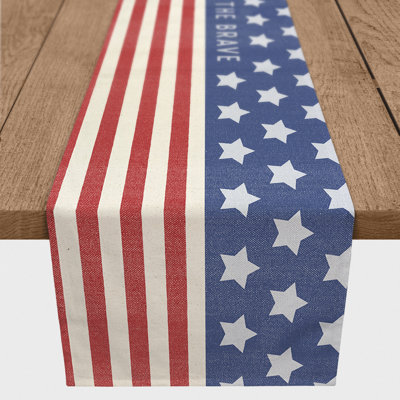 Striped Cotton Blend Independence Day Table Runner