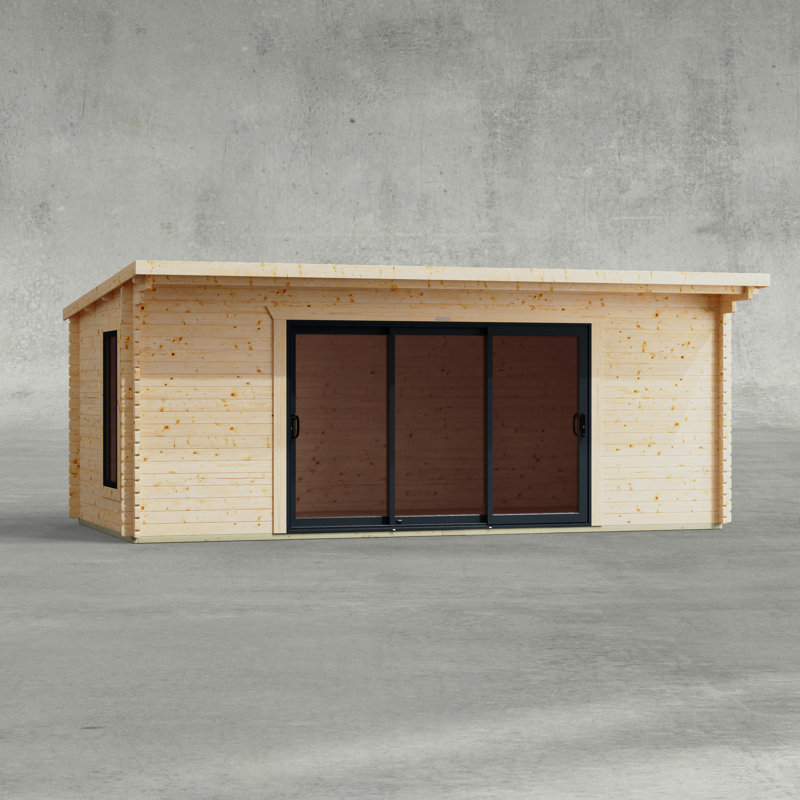 Powersheds 20 x 10ft Pent Aluminium Sliding Door Log Cabin - 44mm