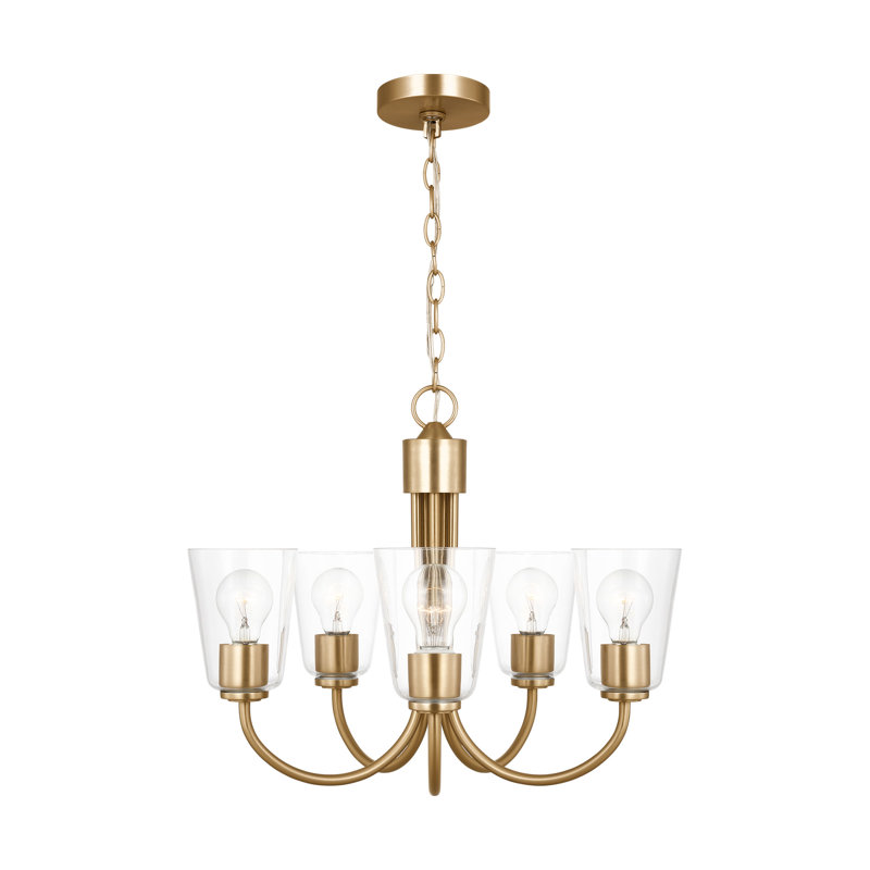 Miles Five Light Chandelier from Generation Lighting , 17.375" H x 21" W x 21" D, 5 Lights, Satin Brass