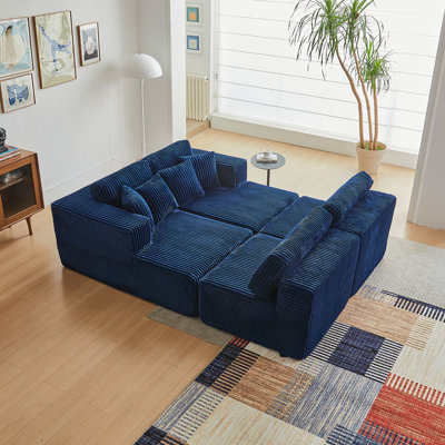 [New Arrival ] [Video Provided] Flannel U Shaped Sectional Sofa Couch, Reversible & Spacious, Ultimate Comfort With Plush Cushions, Perfect For Modern Living Rooms