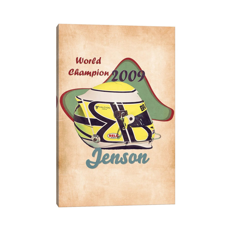 Jenson Button's Helmet Retro - Wrapped Canvas Painting, 20.32 cm H x 30.48 cm W