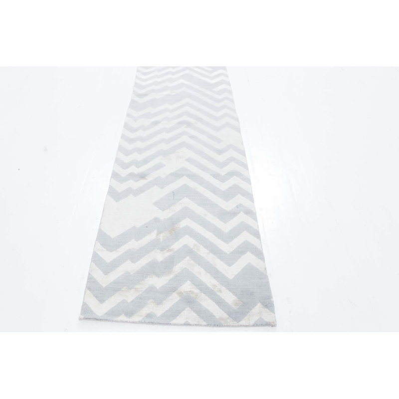 Modern One-of-a-Kind Runner 2'1" X 8'8" Hand Knotted Area Rug