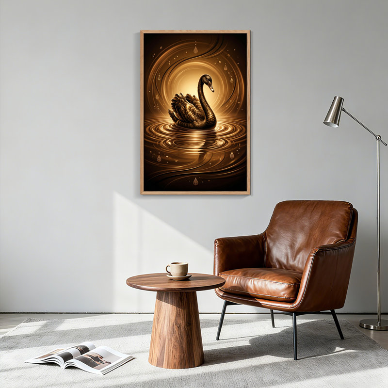 Ensemble de 1 tableau sur toile Cygne doré, 24"H x 18"W, Naturel