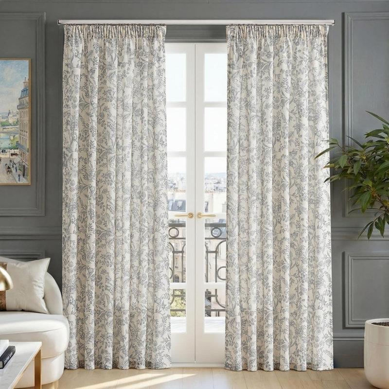 Linen Blend Sheer Curtain Panel Pair