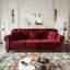 Canapé en velours de style Mid-Century moderne avec garniture cloutée, accoudoirs roulés et capitonnage à boutons, comprend 3 coussins pour plus de confort