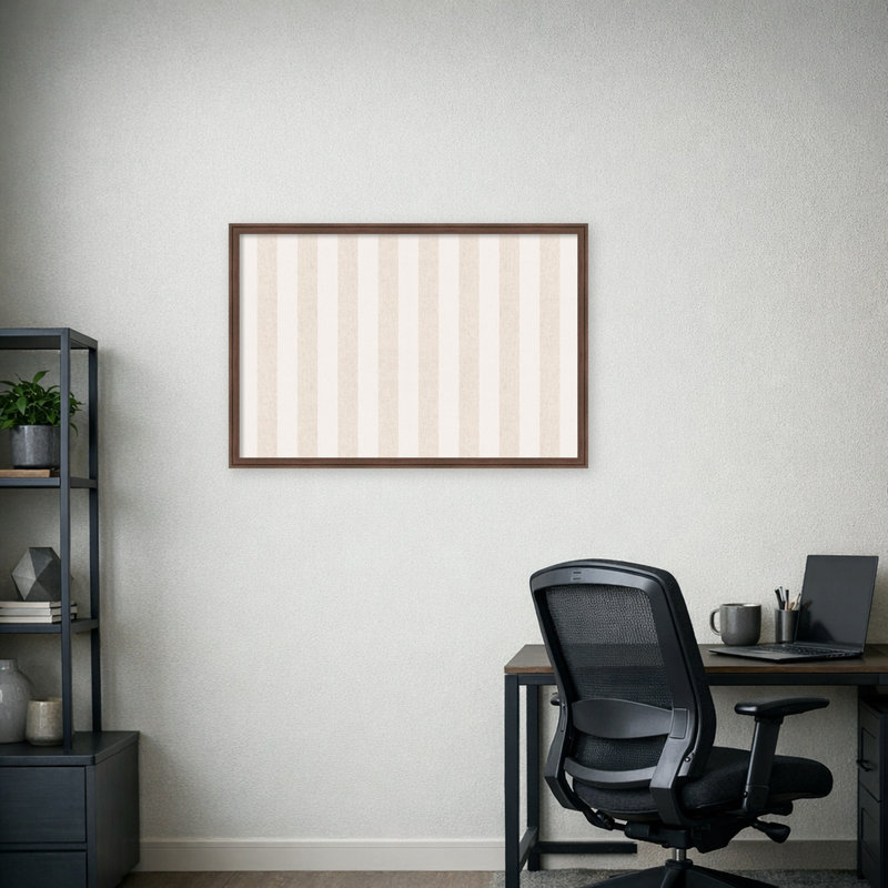 Tableau magnétique encadré en tissu à larges rayures et lin blanc, H 26 po x l 38 po