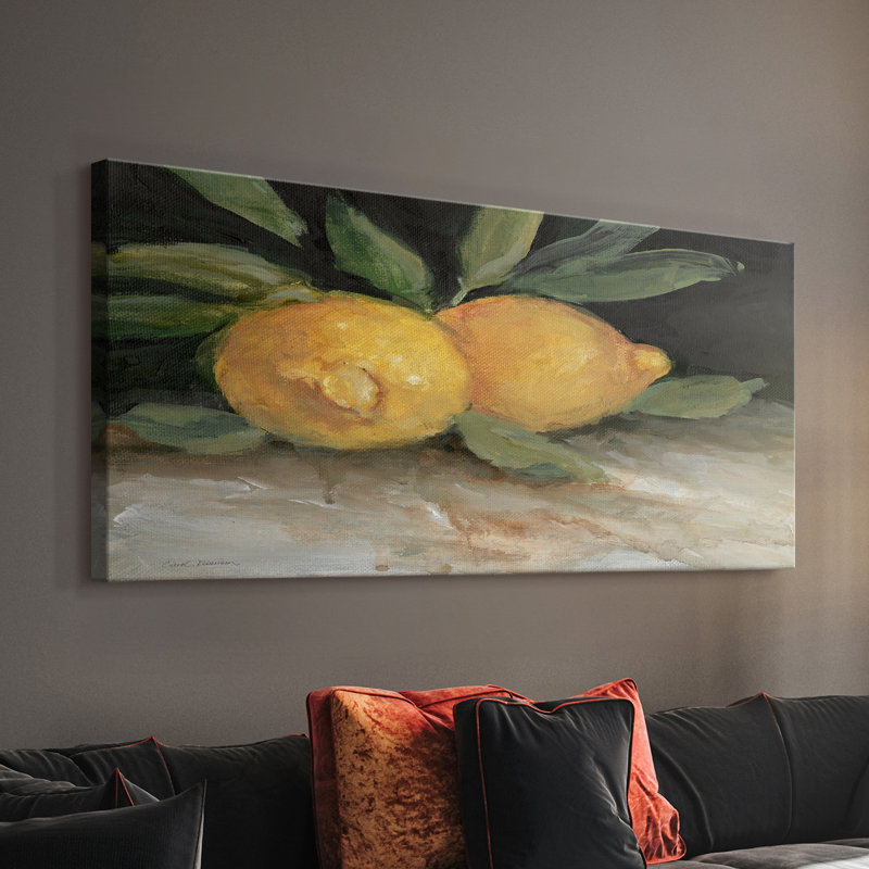Citrons zestés I - Toile tendue avec châssis - Prêt à accrocher, H 20 po x l 40 po
