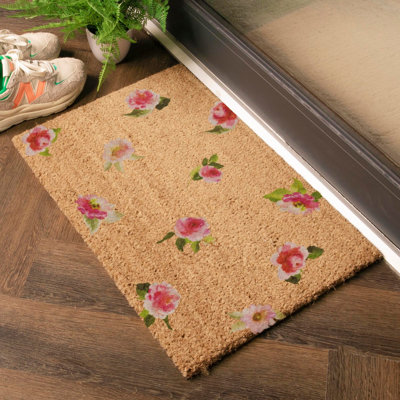 Watercolour Flowers Coir Doormat