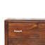 Table de chevet 32 po à deux tiroirs en bois massif brun avec tablette en cuir