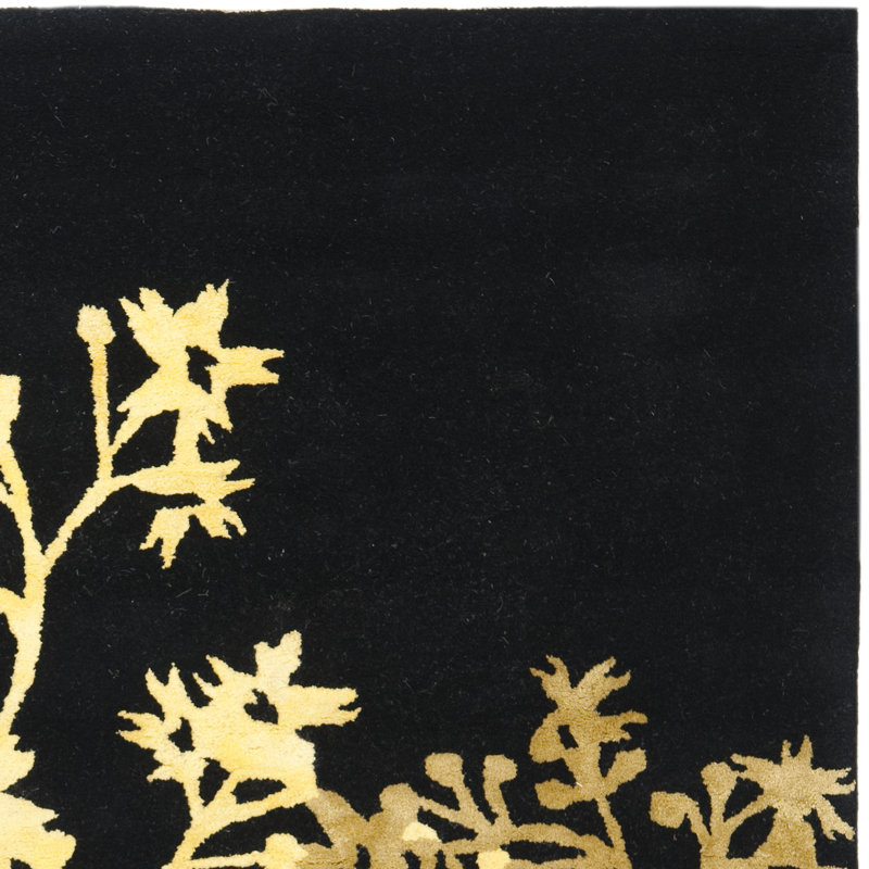 Tapis floral en laine et viscose touffeté à la main Carolette Soho, Carré 6 pi