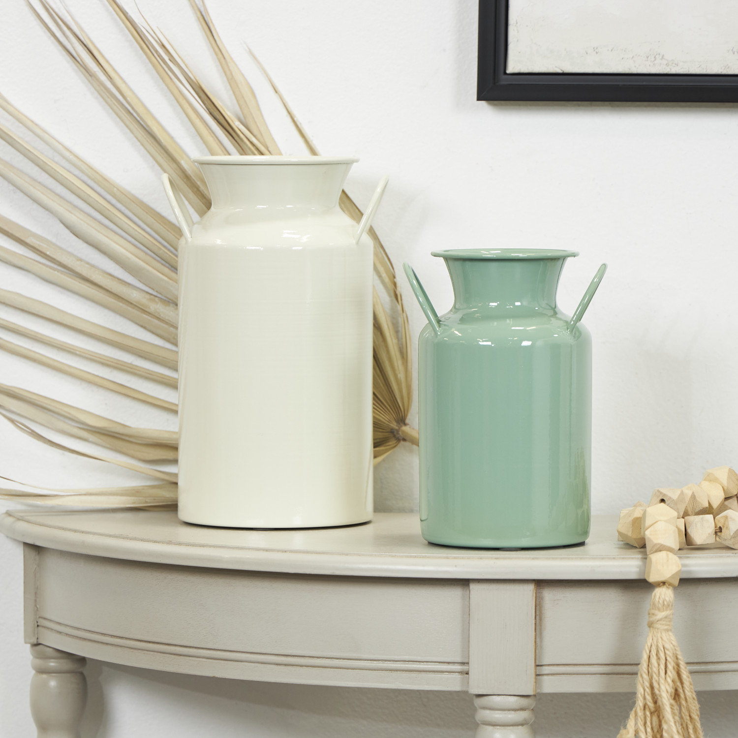 Hays Table Vase, Medium, Teal/White
