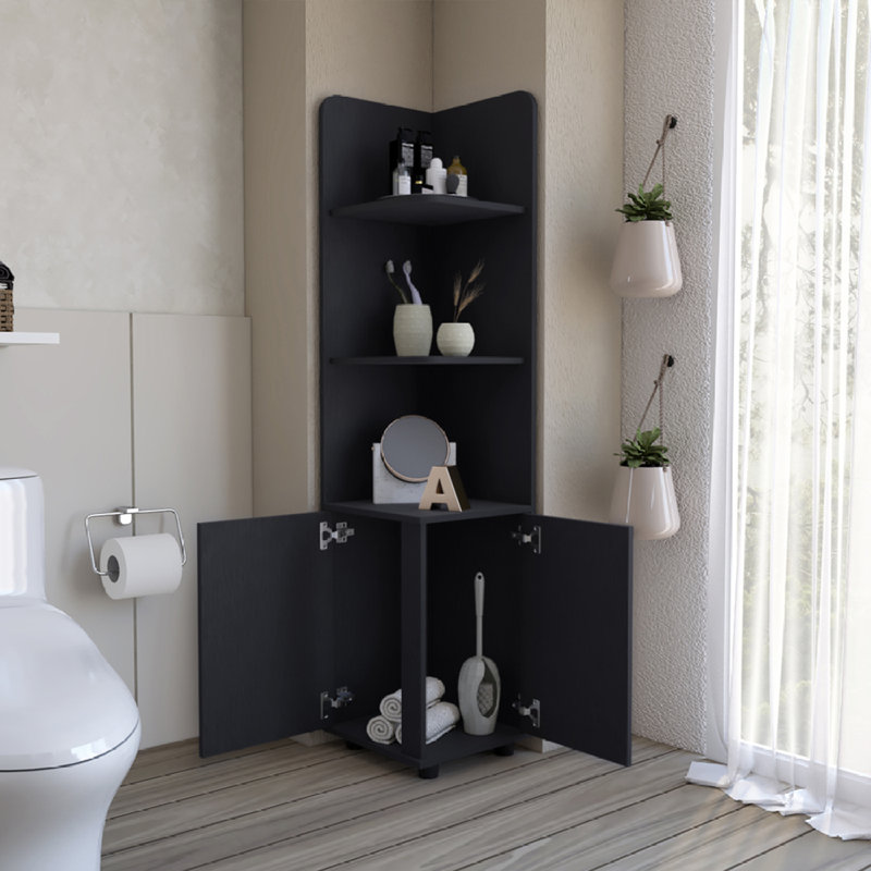 Armoire autoportante Kairatu, un tiroir, H 63,04 po x l 15,04 po x P 15,04 po, Noir