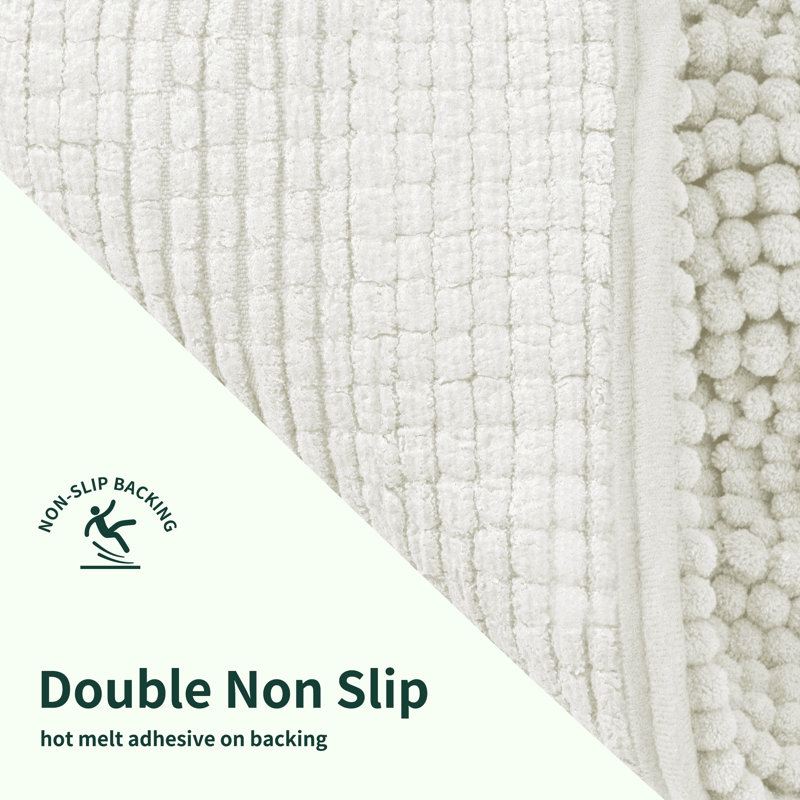 Chenault Soft Absorbent Microfiber Non-Slip Backing Rectangle Bath Rug, Ivory White, 20" W x 32" L