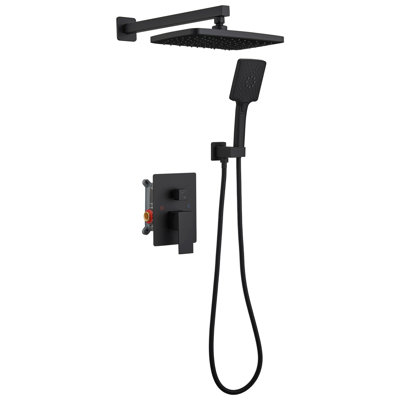 Single-Handle 3-Spray Rain Square Shower Head High-Pressure Shower Faucet (Valve Included).