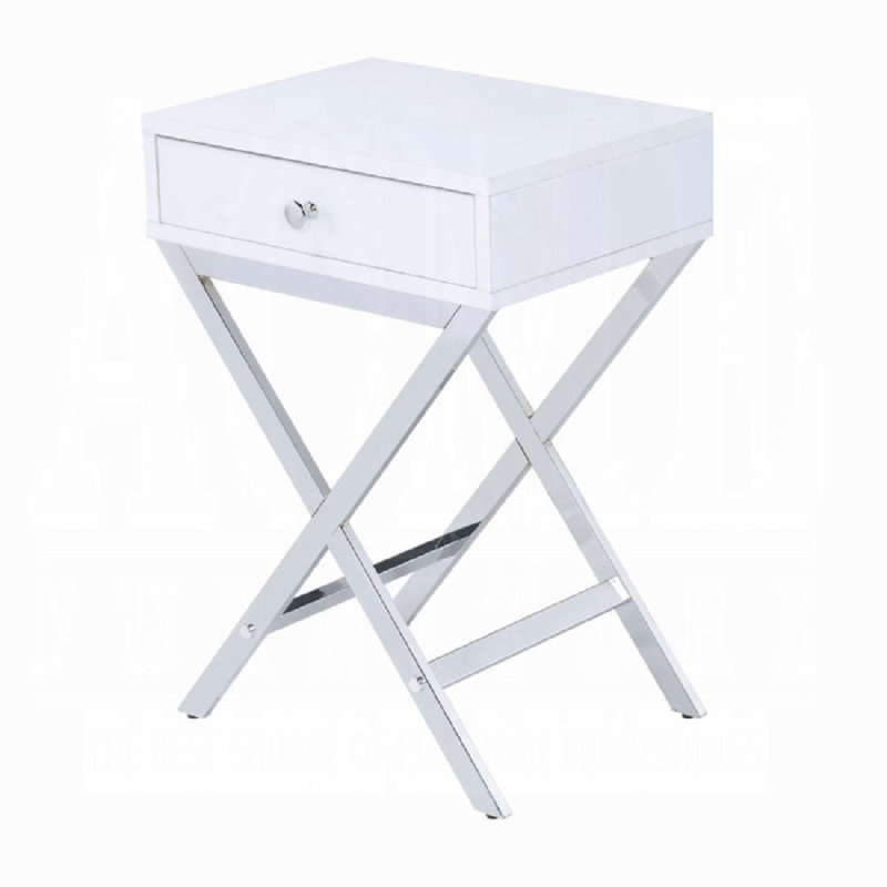 Table d'appoint Witt, Argent argent, Blanc