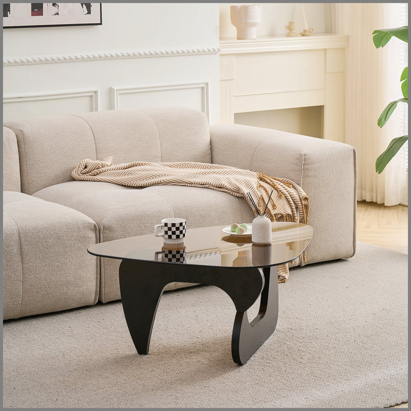 Petite table basse de style campagnard Mid-Century moderne en bois, noir, 15.74" H x 35.82" W x 25.59" D, Brown / Black