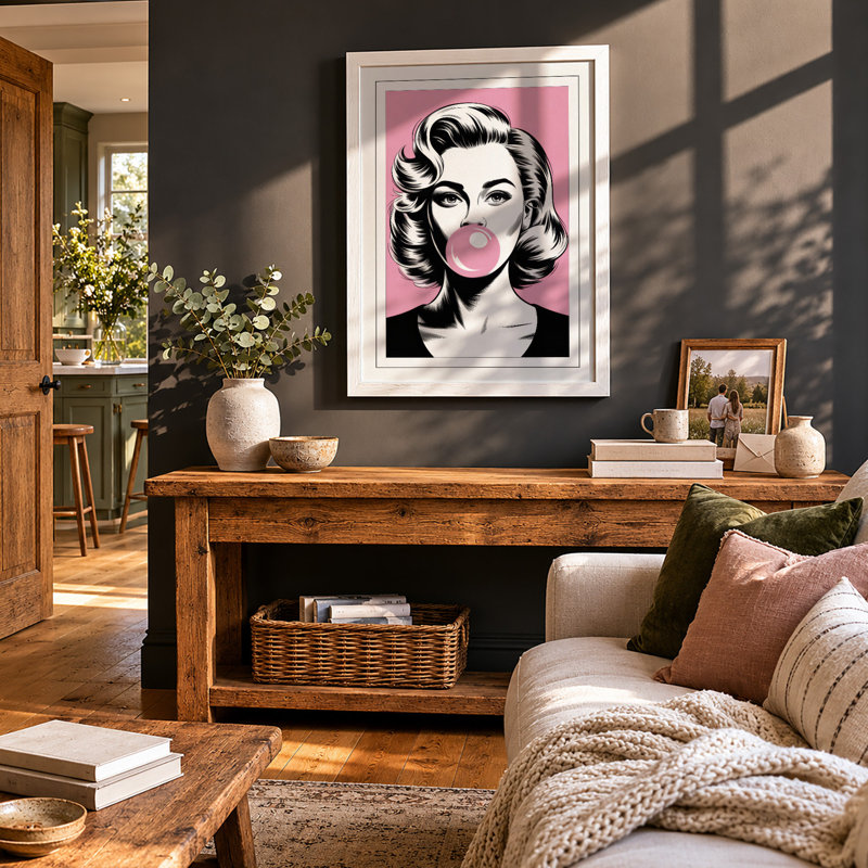 Bubblegum Pop Pop Art - Framed Print, A3 - 42.0 x 29.7 cm, White